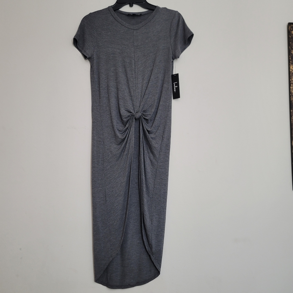 Lulu's Women's Knotted High Low Tee‎ Gray Size S NWT